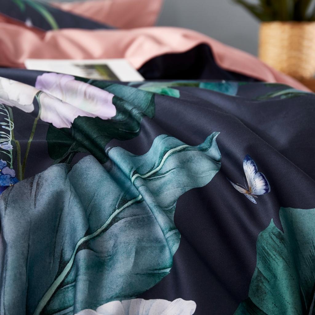 91家纺网 家纺一手货源 找家纺 优然居2020新款60S长绒棉数码印花镶边款四件套 塞西亚蓝