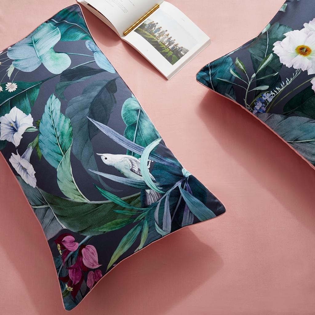 91家纺网 家纺一手货源 找家纺 优然居2020新款60S长绒棉数码印花镶边款四件套 塞西亚蓝