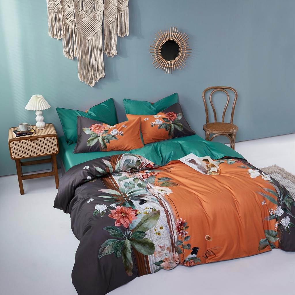 91家纺网 家纺一手货源 找家纺 优然居2020新款60S长绒棉数码印花镶边款四件套 森罗万象