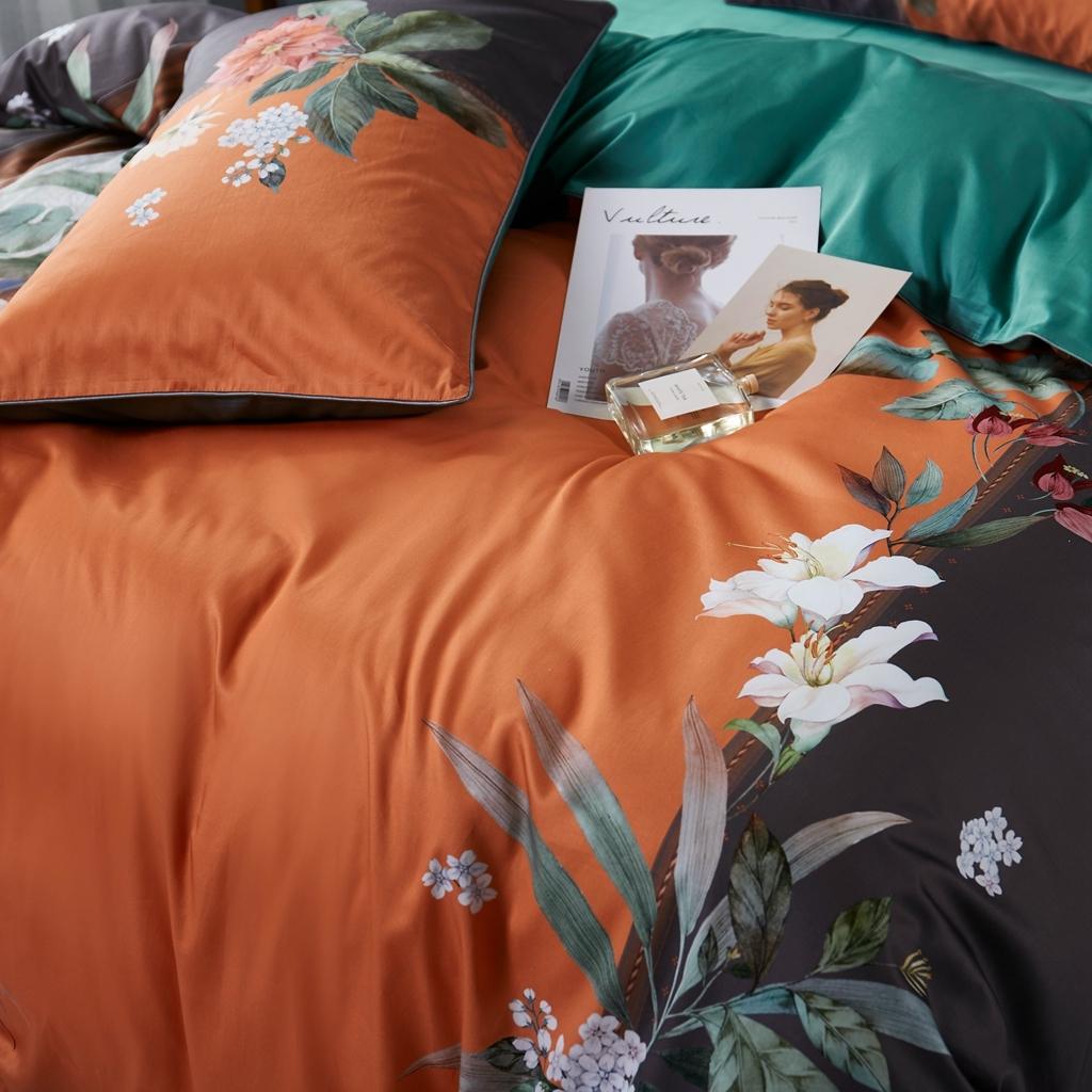 91家纺网 家纺一手货源 找家纺 优然居2020新款60S长绒棉数码印花镶边款四件套 森罗万象