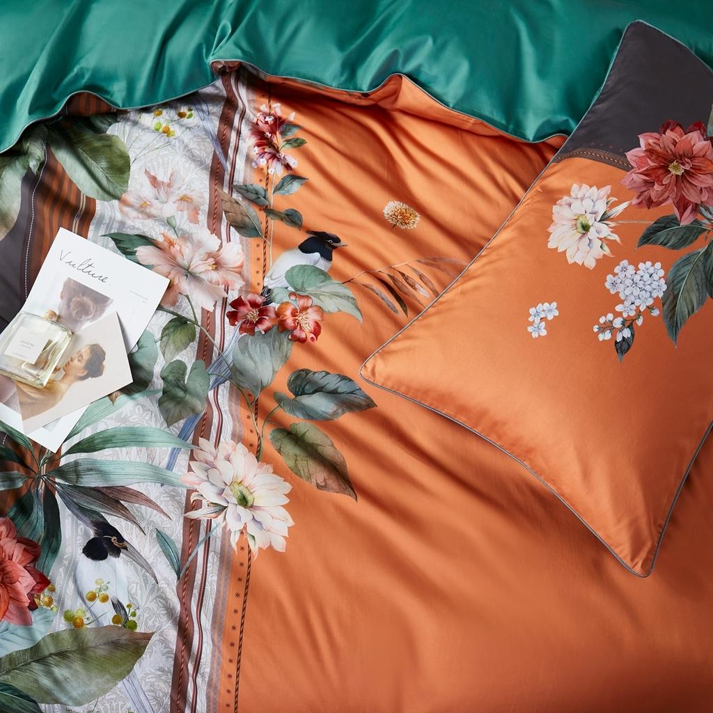 91家纺网 家纺一手货源 找家纺 优然居2020新款60S长绒棉数码印花镶边款四件套 森罗万象