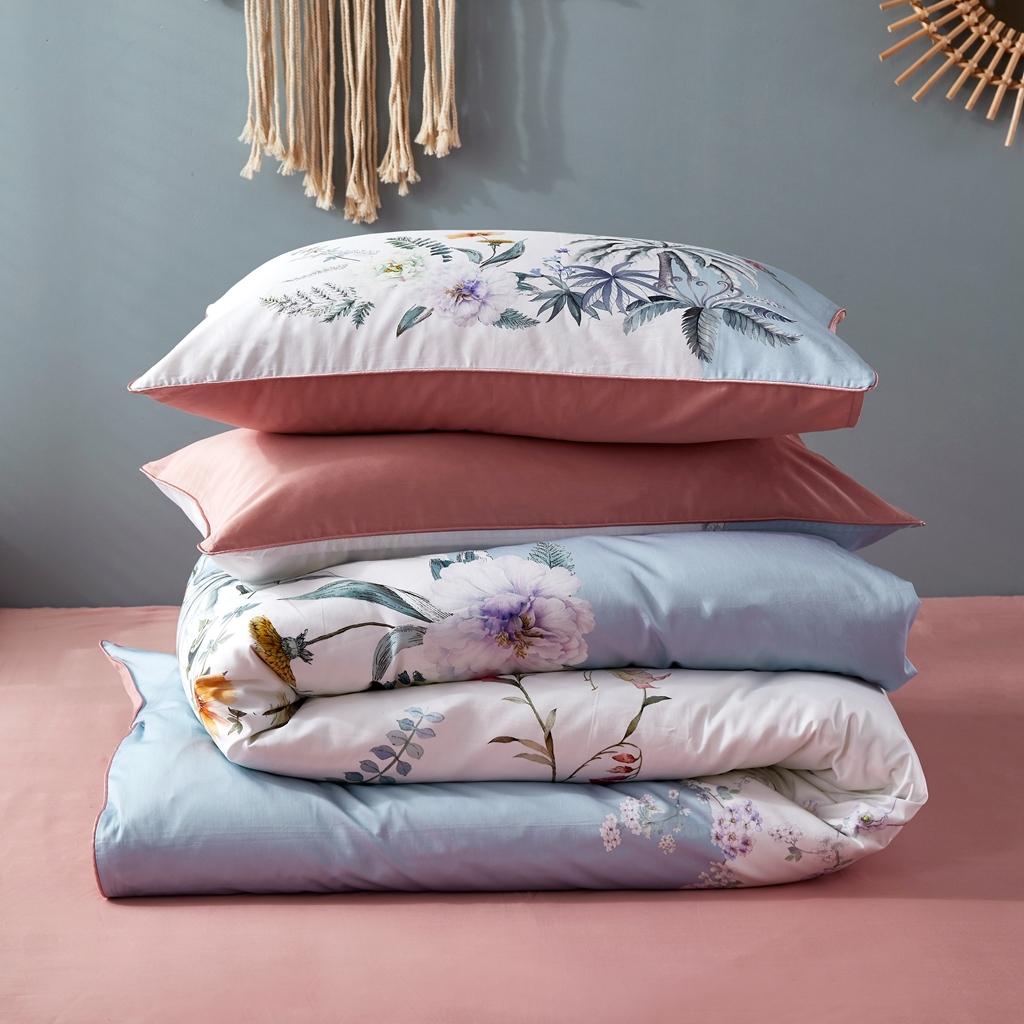 91家纺网 家纺一手货源 找家纺 优然居2020新款60S长绒棉数码印花镶边款四件套 舒雅风情