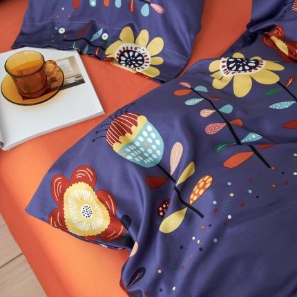 91家纺网 家纺一手货源 找家纺 优然居 2020新款60S长绒棉活性印花四件套 春华蓝