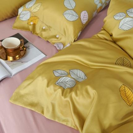 91家纺网 家纺一手货源 找家纺 优然居 2020新款60S长绒棉活性印花四件套 浅陌黄