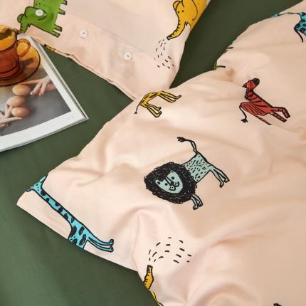 91家纺网 家纺一手货源 找家纺 优然居 2020新款60S长绒棉活性印花四件套 长颈鹿乐园