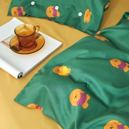 优然居 2020新款60S长绒棉活性印花四件套 饼干熊绿