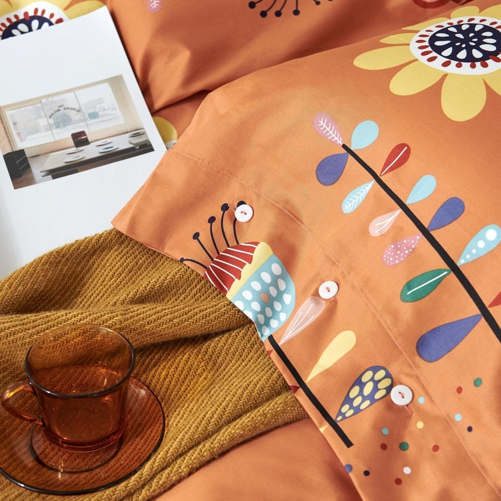 91家纺网 家纺一手货源 找家纺 优然居 2020新款60S长绒棉活性印花四件套 春华橘色