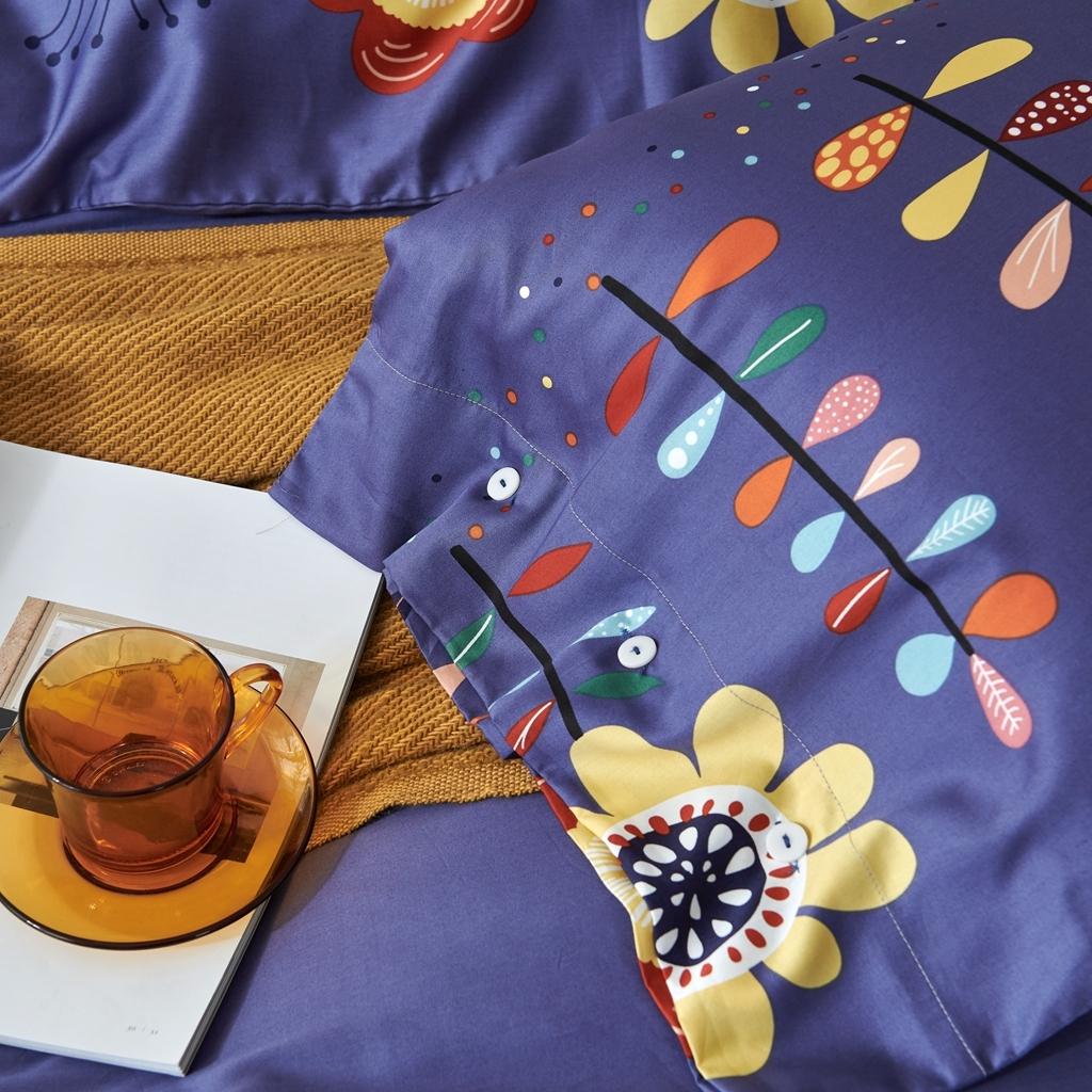 91家纺网 家纺一手货源 找家纺 优然居 2020新款60S长绒棉活性印花四件套 春华蓝