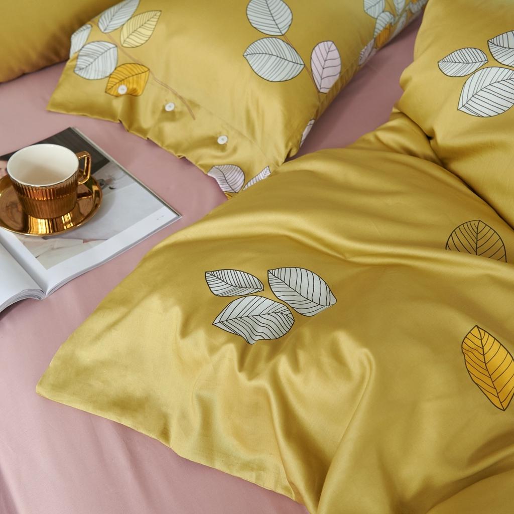 91家纺网 家纺一手货源 找家纺 优然居 2020新款60S长绒棉活性印花四件套 浅陌黄