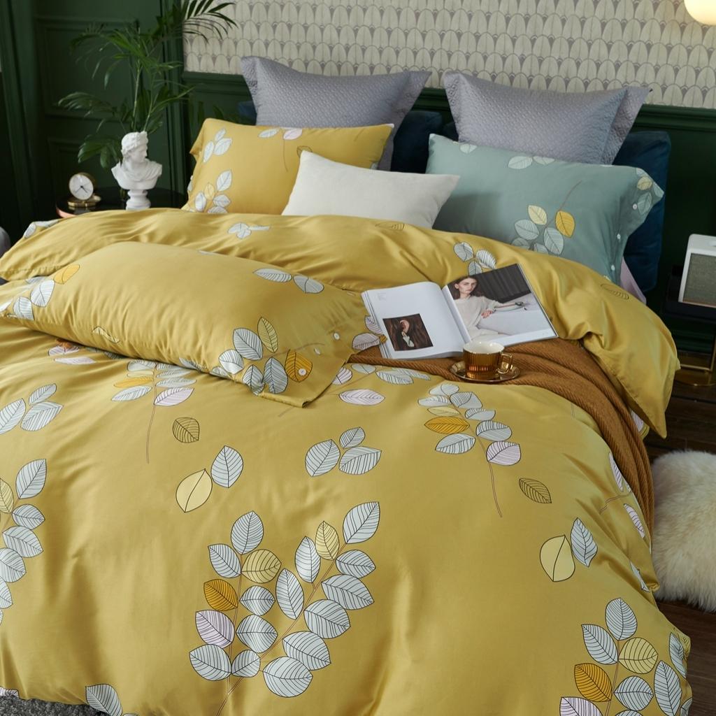 91家纺网 家纺一手货源 找家纺 优然居 2020新款60S长绒棉活性印花四件套 浅陌黄