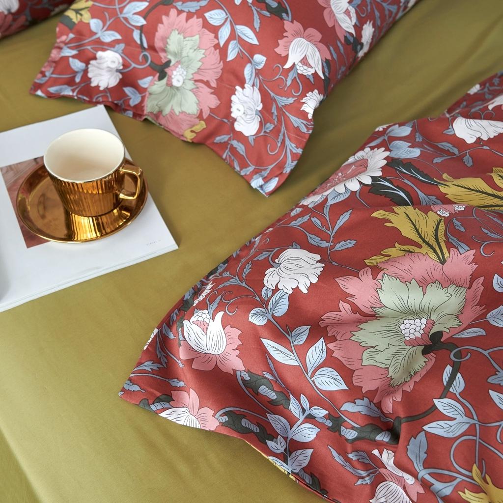 91家纺网 家纺一手货源 找家纺 优然居 2020新款60S长绒棉活性印花四件套 特赫姆红