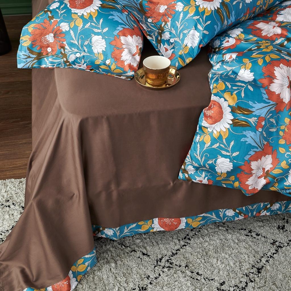 91家纺网 家纺一手货源 找家纺 优然居 2020新款60S长绒棉活性印花四件套 特赫姆蓝