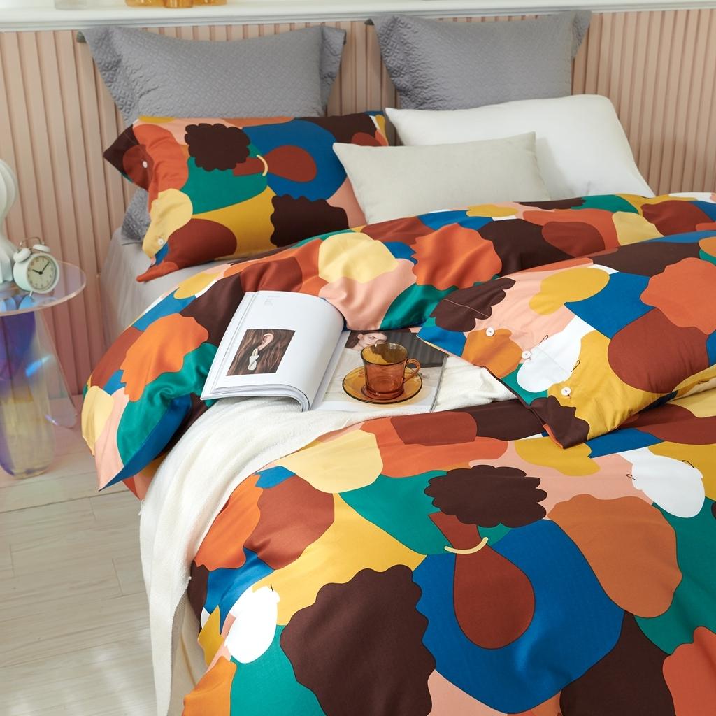 91家纺网 家纺一手货源 找家纺 优然居 2020新款60S长绒棉活性印花四件套 邂逅