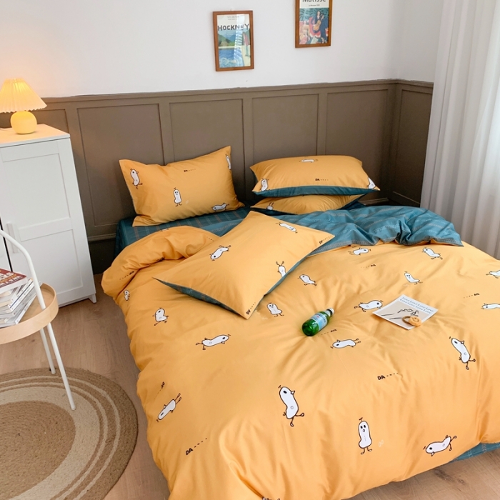 91家纺网 家纺一手货源 找家纺 时年 2020新款40支全棉莫兰迪系列四件套 哒哒