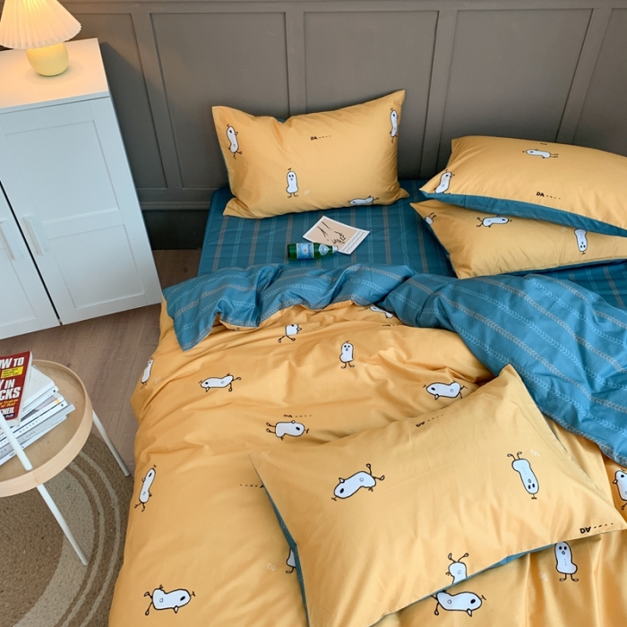 91家纺网 家纺一手货源 找家纺 时年 2020新款40支全棉莫兰迪系列四件套 哒哒