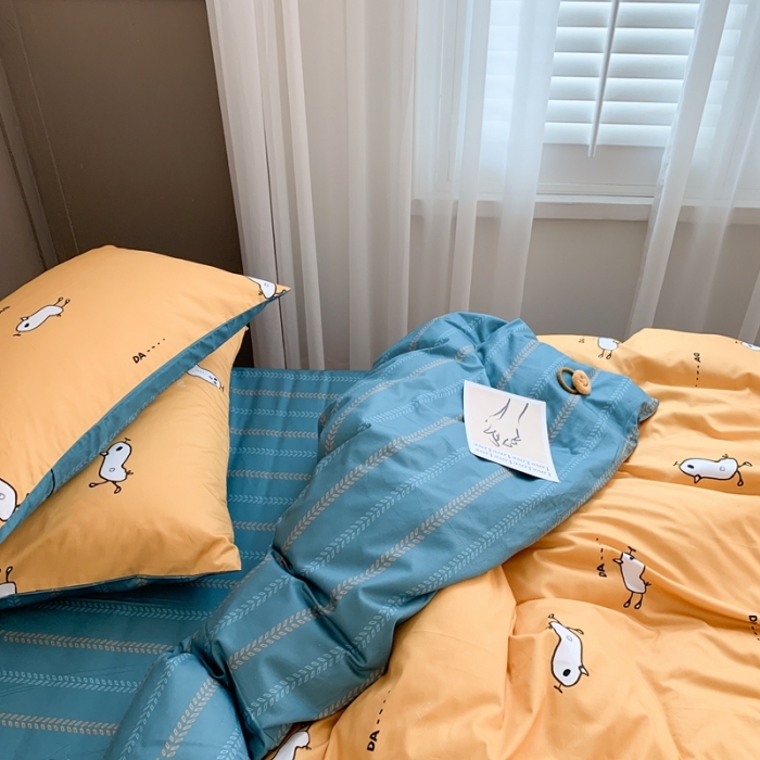 91家纺网 家纺一手货源 找家纺 时年 2020新款40支全棉莫兰迪系列四件套 哒哒