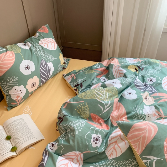 91家纺网 家纺一手货源 找家纺 时年 2020新款40支全棉莫兰迪系列四件套 繁枝