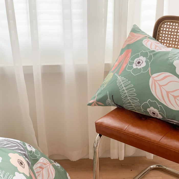 91家纺网 家纺一手货源 找家纺 时年 2020新款40支全棉莫兰迪系列四件套 繁枝