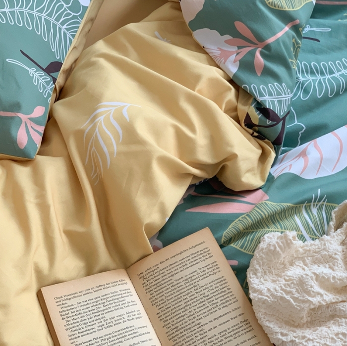 91家纺网 家纺一手货源 找家纺 时年 2020新款40支全棉莫兰迪系列四件套 繁枝