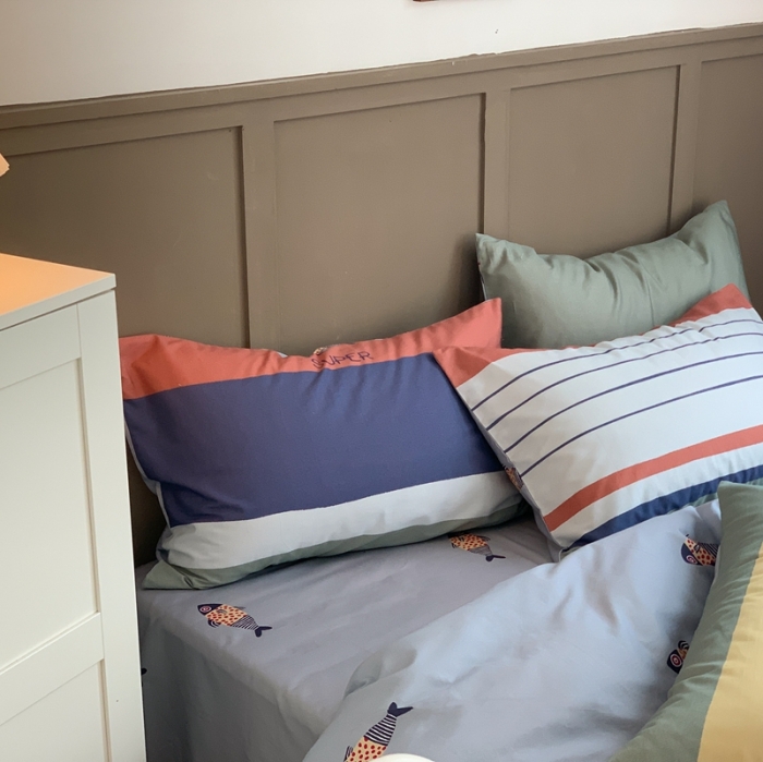 91家纺网 家纺一手货源 找家纺 时年 2020新款40支全棉莫兰迪系列四件套 飞鱼