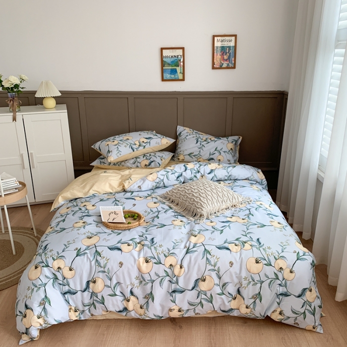 91家纺网 家纺一手货源 找家纺 时年 2020新款40支全棉莫兰迪系列四件套 硕果