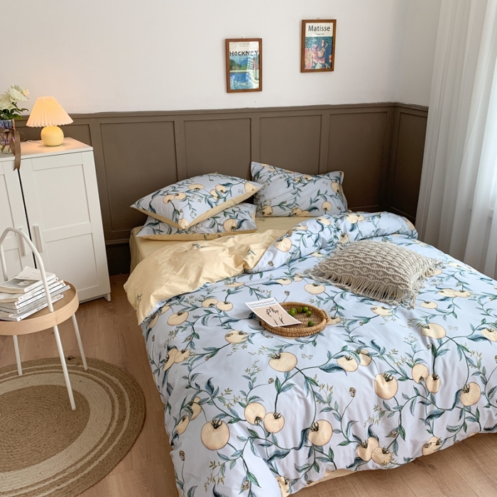 91家纺网 家纺一手货源 找家纺 时年 2020新款40支全棉莫兰迪系列四件套 硕果