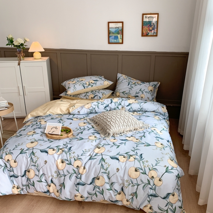 91家纺网 家纺一手货源 找家纺 时年 2020新款40支全棉莫兰迪系列四件套 硕果