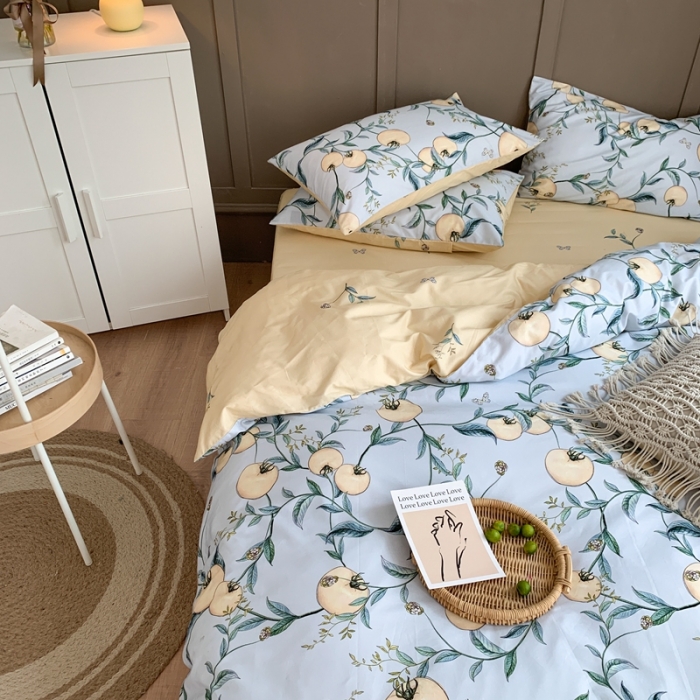 91家纺网 家纺一手货源 找家纺 时年 2020新款40支全棉莫兰迪系列四件套 硕果