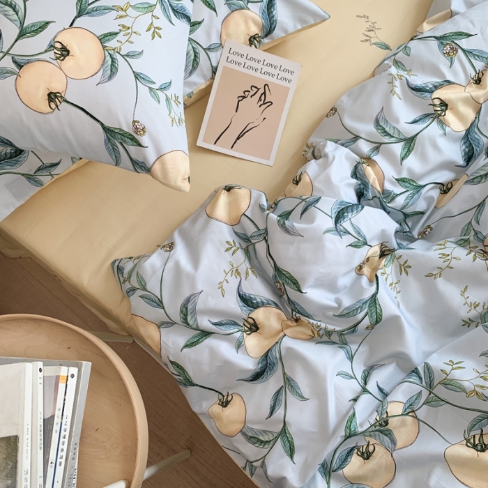 91家纺网 家纺一手货源 找家纺 时年 2020新款40支全棉莫兰迪系列四件套 硕果