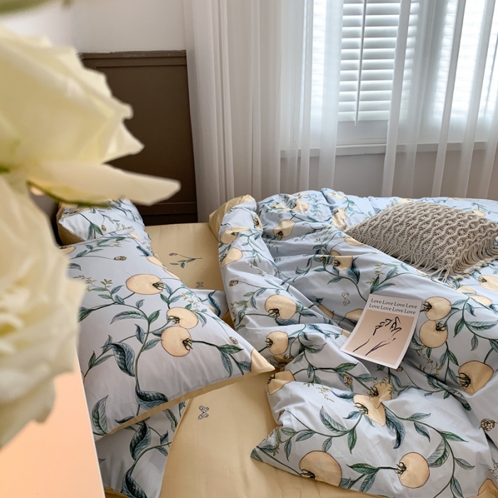 91家纺网 家纺一手货源 找家纺 时年 2020新款40支全棉莫兰迪系列四件套 硕果