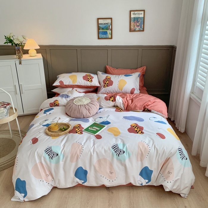 91家纺网 家纺一手货源 找家纺 时年 2020新款40支全棉莫兰迪系列四件套 园游会