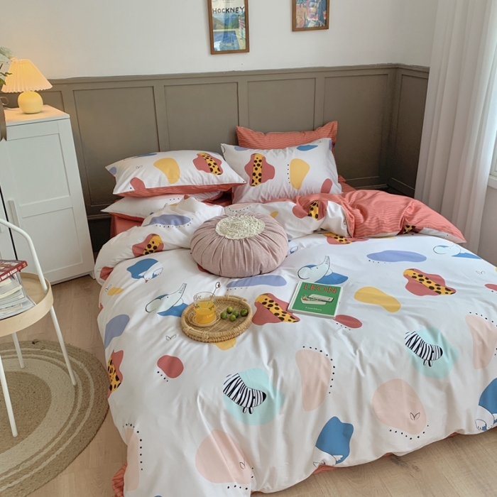 91家纺网 家纺一手货源 找家纺 时年 2020新款40支全棉莫兰迪系列四件套 园游会