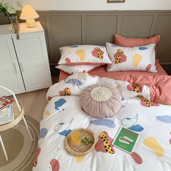 91家纺网 家纺一手货源 找家纺 时年 2020新款40支全棉莫兰迪系列四件套 园游会