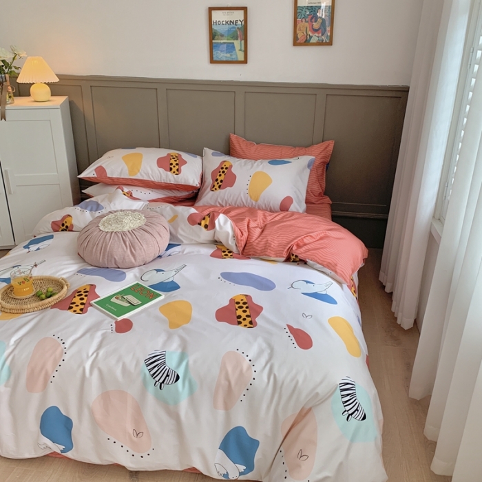 91家纺网 家纺一手货源 找家纺 时年 2020新款40支全棉莫兰迪系列四件套 园游会