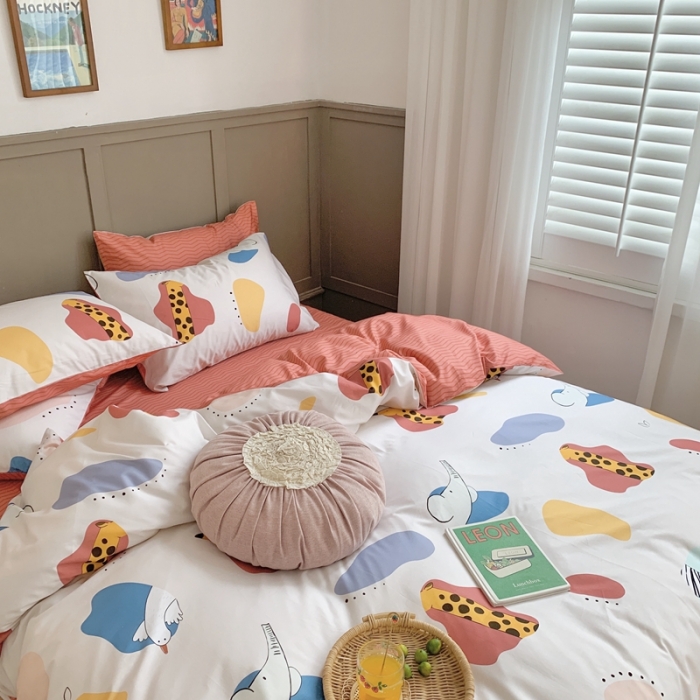 91家纺网 家纺一手货源 找家纺 时年 2020新款40支全棉莫兰迪系列四件套 园游会