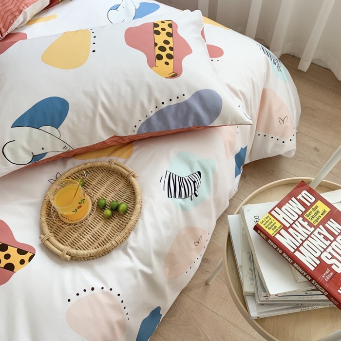 91家纺网 家纺一手货源 找家纺 时年 2020新款40支全棉莫兰迪系列四件套 园游会