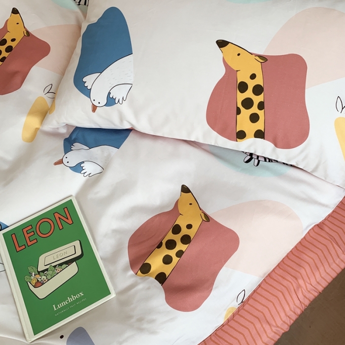 91家纺网 家纺一手货源 找家纺 时年 2020新款40支全棉莫兰迪系列四件套 园游会