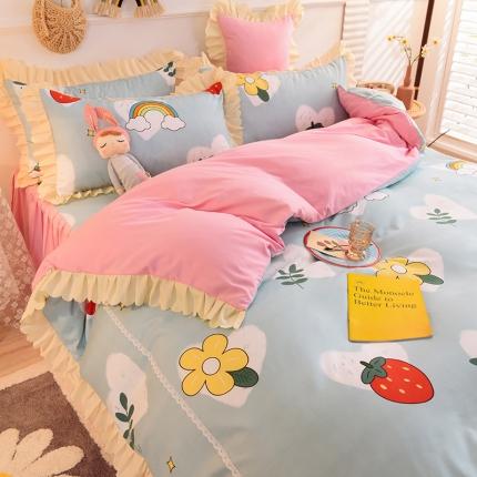 91家纺网 家纺一手货源 找家纺 （总）梦之岛 2020新款韩版磨毛蕾丝四件套