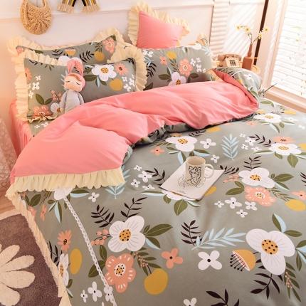 91家纺网 家纺一手货源 找家纺 （总）梦之岛 2020新款韩版磨毛蕾丝四件套