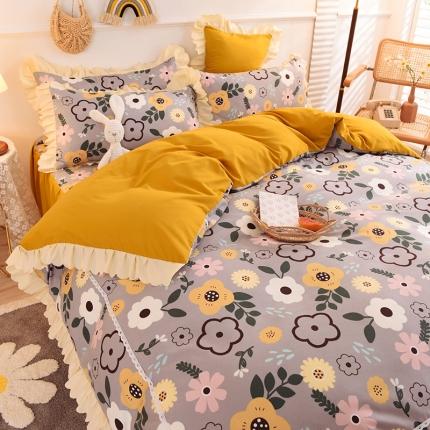 91家纺网 家纺一手货源 找家纺 （总）梦之岛 2020新款韩版磨毛蕾丝四件套