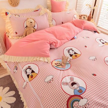 91家纺网 家纺一手货源 找家纺 （总）梦之岛 2020新款韩版磨毛蕾丝四件套