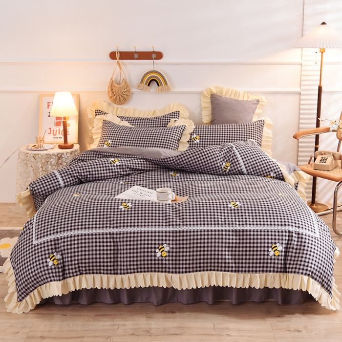 91家纺网 家纺一手货源 找家纺 （总）梦之岛 2020新款韩版磨毛蕾丝四件套