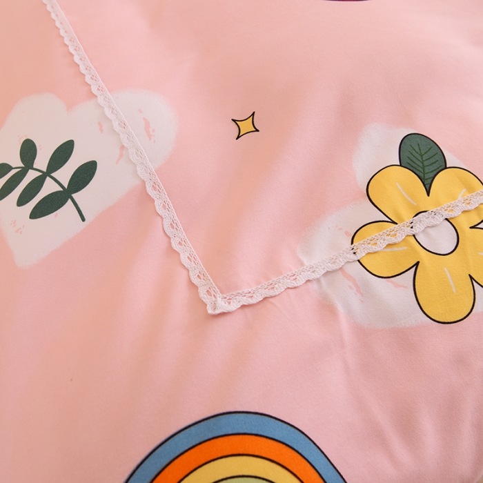 91家纺网 家纺一手货源 找家纺 梦之岛 2020新款韩版磨毛蕾丝四件套 草莓恋歌-粉