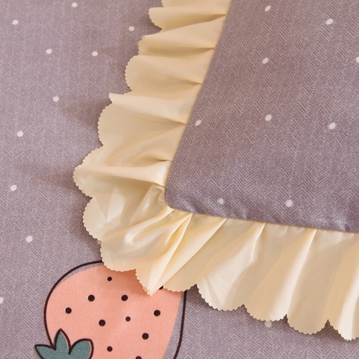 91家纺网 家纺一手货源 找家纺 梦之岛 2020新款韩版磨毛蕾丝四件套 草莓派