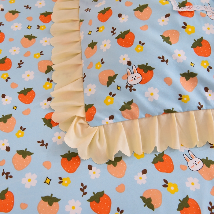 91家纺网 家纺一手货源 找家纺 梦之岛 2020新款韩版磨毛蕾丝四件套 草莓心语