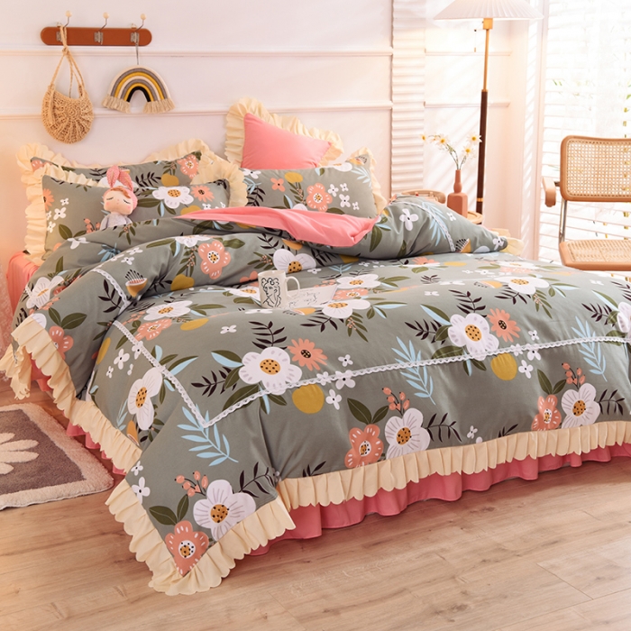 91家纺网 家纺一手货源 找家纺 梦之岛 2020新款韩版磨毛蕾丝四件套 初春