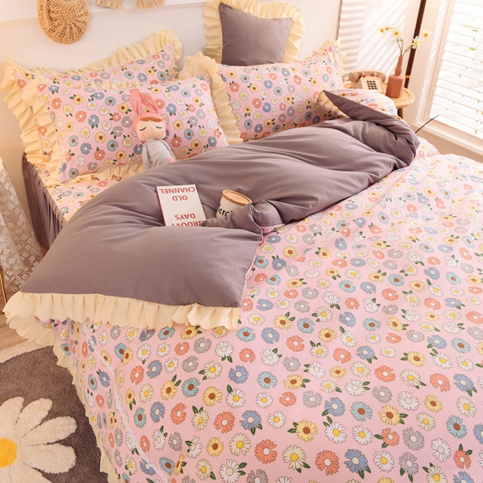 91家纺网 家纺一手货源 找家纺 梦之岛 2020新款韩版磨毛蕾丝四件套 花之语