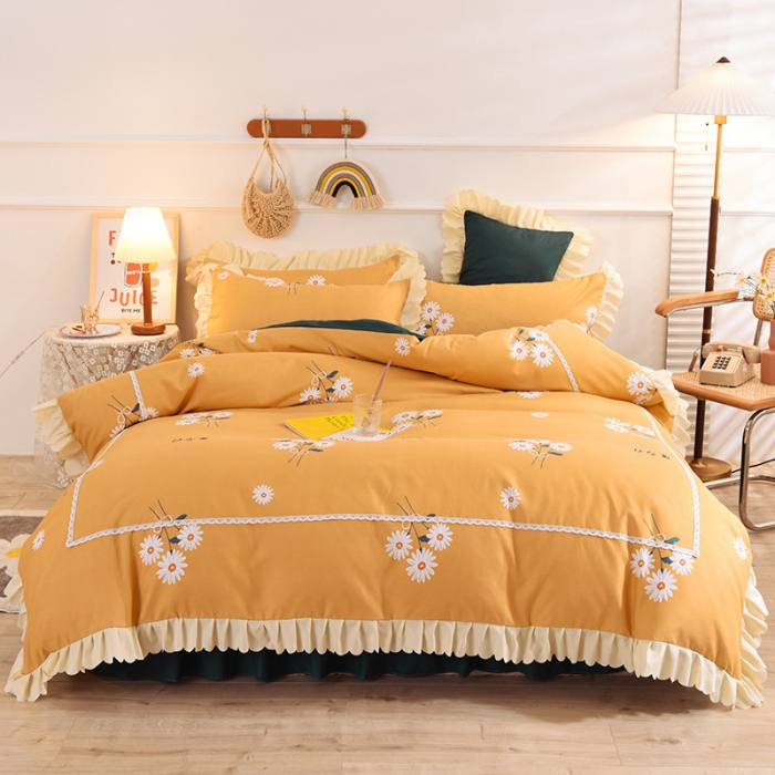 91家纺网 家纺一手货源 找家纺 梦之岛 2020新款韩版磨毛蕾丝四件套 美好时光