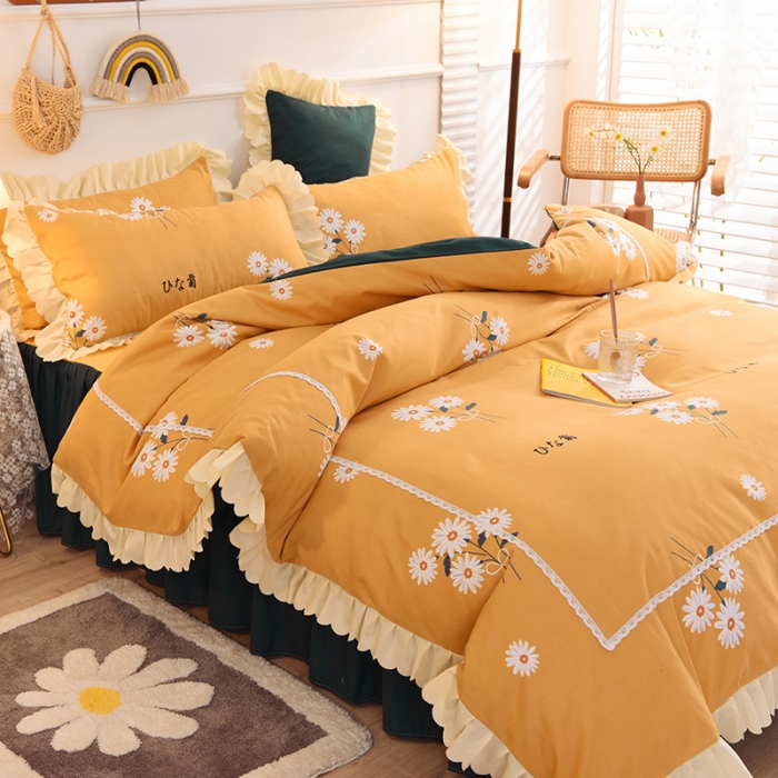 91家纺网 家纺一手货源 找家纺 梦之岛 2020新款韩版磨毛蕾丝四件套 美好时光