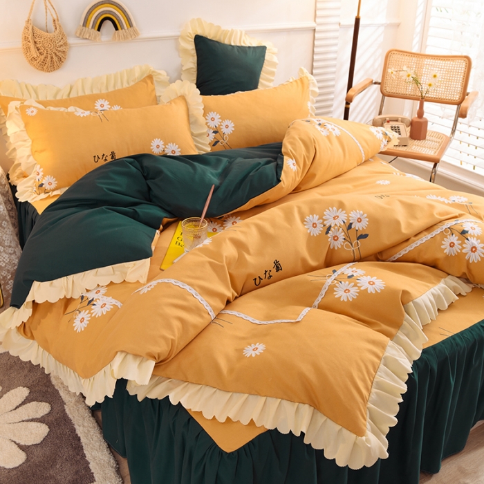 91家纺网 家纺一手货源 找家纺 梦之岛 2020新款韩版磨毛蕾丝四件套 美好时光